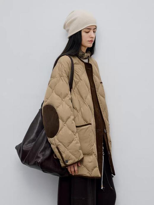 半圆/D5961996/圆领休闲葫芦绗缝拼色羽绒服 商品图1