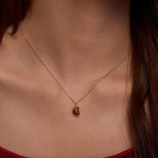 Manreya玛芮雅“红豆迎春”南红淡水珍珠项链|南红，淡水珍珠，铜镀金 商品图1