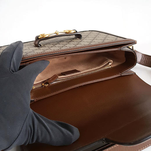 【95新】Gucci古驰1955系列602204 中号老花拼棕色1955马鞍包单肩包女士 160126AK17 商品图7