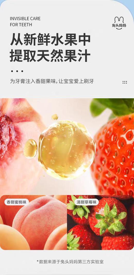 兔头妈妈高纯奥拉氟婴幼儿防蛀牙膏1-3蜜桃/草莓/TTMM-610383/TTMM-610444 商品图5