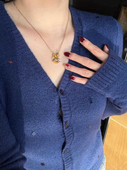 【秒杀价已调 直接拍】大H 26年 艺术家限定「福马」珐琅彩工艺合金&真铜电镀18k金锁骨链 颈链 项链 商品图9