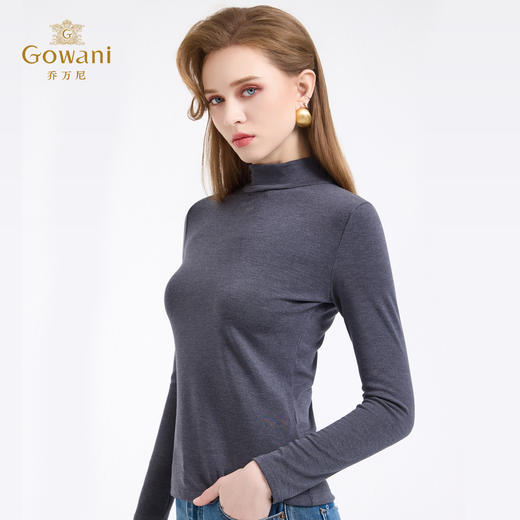 【四色可选】乔万尼轻奢百搭半高领保暖长袖羊毛修身打底衫EZ4C192 商品图6