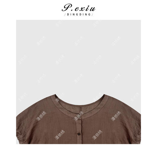 04-1潘依绣丁丁宠粉夏季薄款复古泡泡袖圆领衬衫Q33589 商品图2