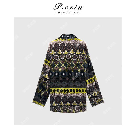 04-6潘依绣丁丁宠粉小众款松弛调性花卉长袖衬衫Q3541 商品图1