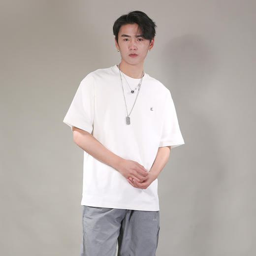 DRONKOO 2026 圆领左胸熊猫刺绣微阔短袖T恤 商品图3