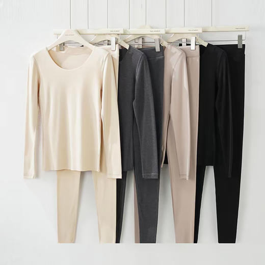 【下单7天发货！】【清仓】膨体暖壳山羊绒自发热女士保暖衣套装 5603 珍珠纤维+山羊绒 暖而不燥，暖肤更润肤；大圆领设计，无痕贴肤；高弹袖口，柔软舒适；4cm加宽橡筋， 商品图13