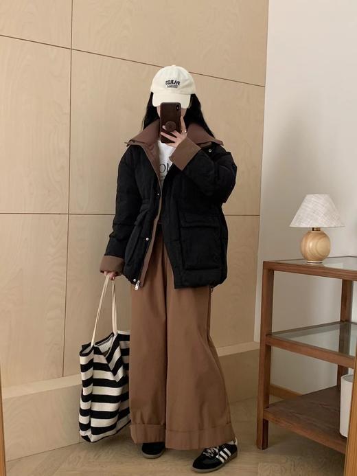 【YW】无忧购冬季50绒羽绒服女士中长款洋气收腰设计感拼色外套8809 商品图2