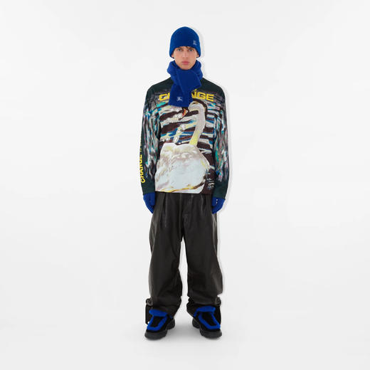 【一】BURBERRY 巴宝莉 男女通用马术骑士徽标刺绣罗纹针织羊绒针织帽 蓝色 8078810 B7323 商品图5