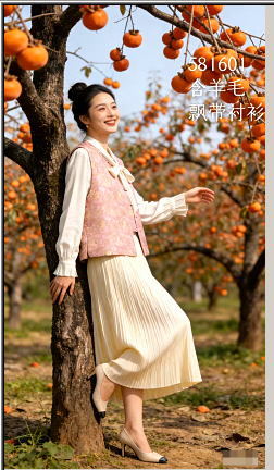 581601含羊毛飘带衬衫