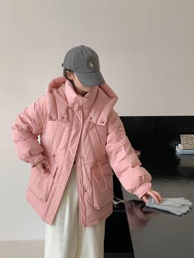 【YW】无忧购冬季50绒中长款连帽加厚收腰显瘦外套小个子时尚羽绒服8802