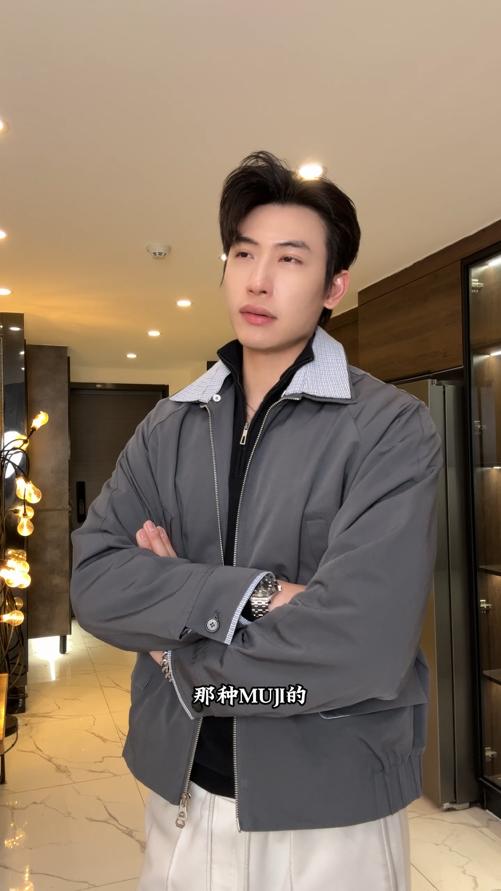 2613908SDSA男士秋冬新款痞帅男装潮牌褶皱拼接拉链翻领夹克外套百搭时尚 商品图0