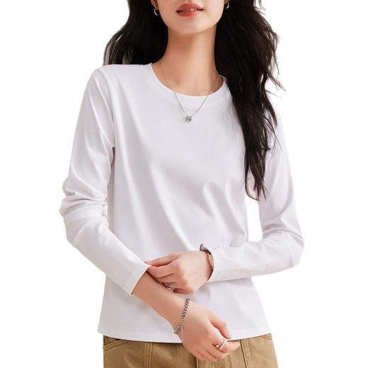 「自j」全新升级【铂金会员109/天猫139/差价30】(04700)洛诗琳10A级抗菌圆领长袖T恤2026春季新款百搭丝光棉感打底上衣 商品图4