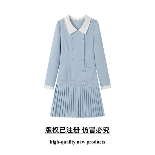 奢姿大码女装2026冬季时尚双排扣百褶裙胖妹妹气质通勤显瘦长裙9954803232 商品图0