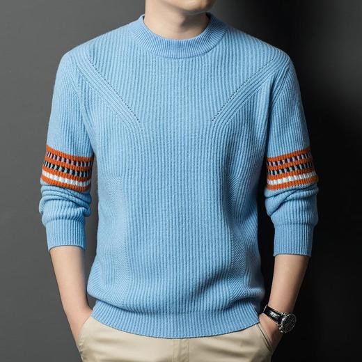 【璀璨年红】百分百羊绒衫男士保暖半高领臂珑提花毛衣2025秋冬新款气质百搭上衣潮 商品图5