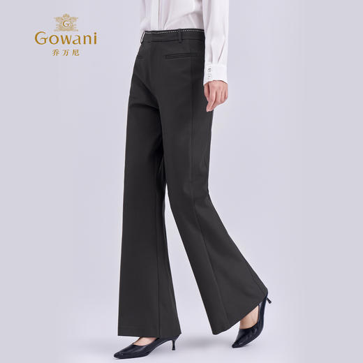 乔万尼新品挺括利落时尚百搭显瘦微喇裤EZ4F162 商品图1