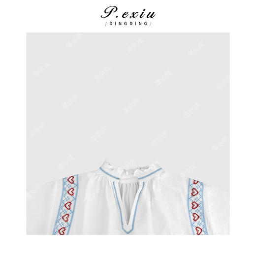 04-6潘依绣丁丁宠粉法式优雅重工刺绣花边立领衬衫 Q2641 商品图2