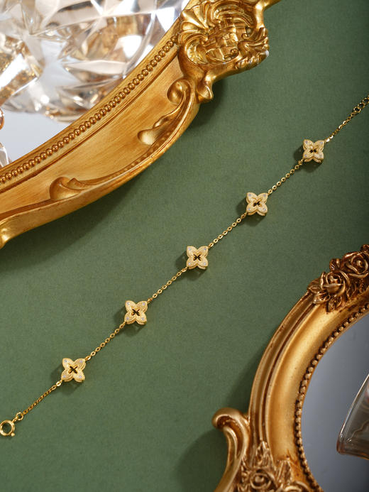 子佩集【四叶安好】银S925手链【SL060025K】镀金四叶草2601 商品图6