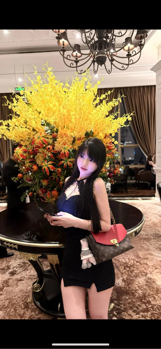 LV vavin 老花拼皮 红色 信封包 商品图3