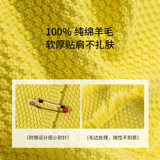 绽放/LSX005朵"别"住一份暖·羊毛靓丽黄毛边设计感别针方巾披肩 商品图3