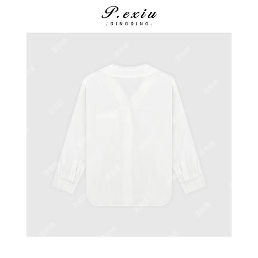 简约时髦毛边设计V领长袖衬衫Q5441 商品图1