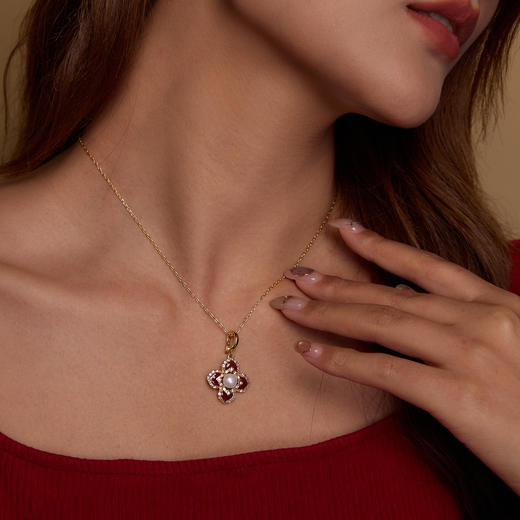 Manreya玛芮雅“鸿运四叶草”淡水珍珠项链、耳钉|淡水珍珠，铜镀金 商品图9