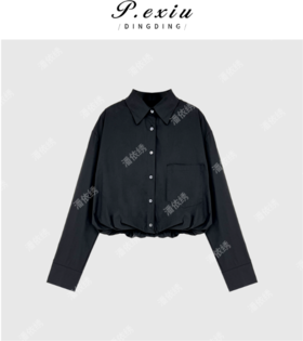 04-6潘依绣丁丁宠粉设计款极简风不规则Poli领长袖衬衫 Q1963