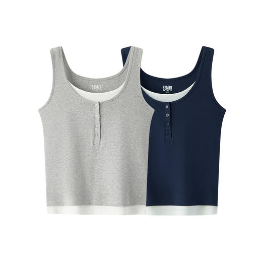 【99元任选2件】森马背心女夏撞色假两件紧身工字简约百搭休闲潮流小个子叠穿衣服 商品图4