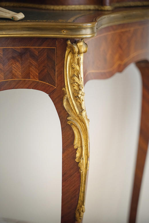 独角鹿西洋古董19世纪末法国出品细木镶嵌写字台 商品图8