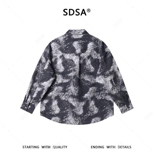 5775SDSA男士秋冬新款痞帅男装韩版高街扎染撞色长袖衬衫百搭嘻哈衬衣 商品图5