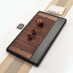 义通/渡月电木茶盘家用储水托盘黑檀色茶台现代简约功夫办公室电胶木茶具