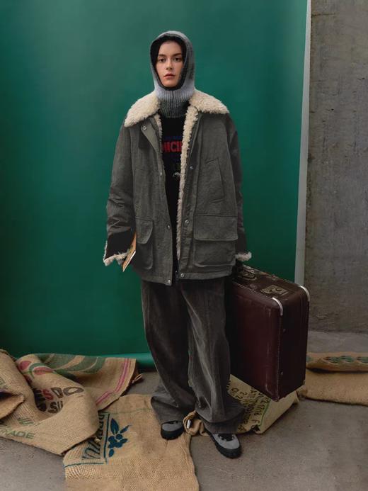 半圆/D5621730/巴恩风宽松休闲可拆卸毛领工装外套 商品图1