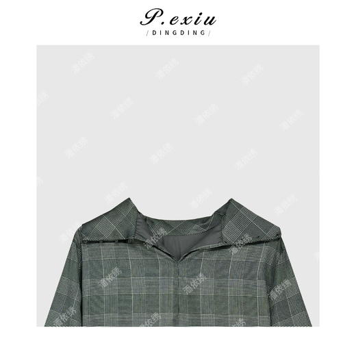 04-6潘依绣丁丁宠粉英伦风气质格子高领后拉链衬衫 Q56050 商品图2
