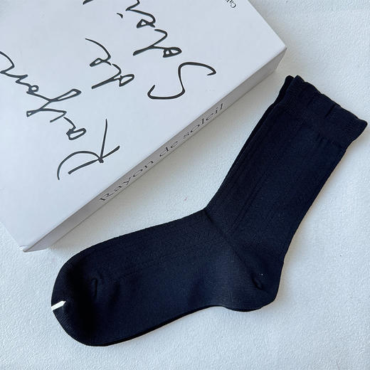 暗纹花边罗口女中筒袜基础-简约-纪念日百货门店同款169446825 商品图3