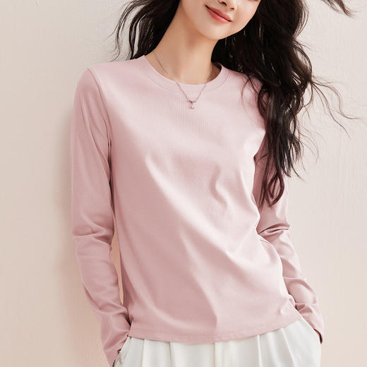 「自j」全新升级【铂金会员109/天猫139/差价30】(04700)洛诗琳10A级抗菌圆领长袖T恤2026春季新款百搭丝光棉感打底上衣 商品图2