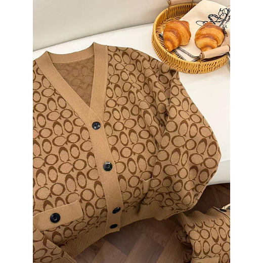 「高货rp」全新升级【铂金会员330/天猫439/差价109】(11732)洛诗琳气质提花针织开衫2026春季新款静奢老钱风V领针织羊毛外套 商品图1