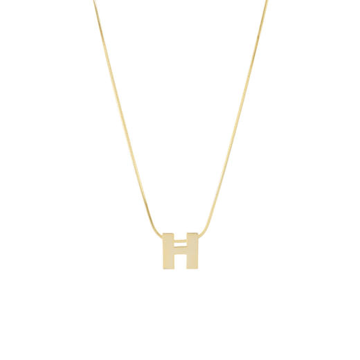 三彩2026新款镀金字母H吊坠项链极简轻奢小众设计感通勤锁骨链女 商品图2