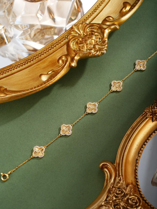 子佩集【四叶明媚】银S925手链【SL050077K】镀金四叶草2601 商品图5