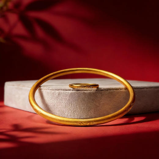 【买一送一】新年限定！灵珠 沙金古法祥云手镯 20-22g（赠同款戒指1.8g） 商品图6