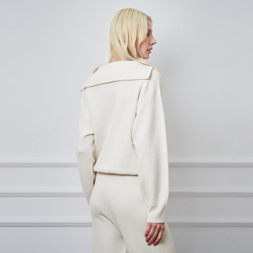 Solo seta女士纯色绵羊毛桑蚕丝山羊绒上衣2025秋冬新款保暖卫衣 商品图3