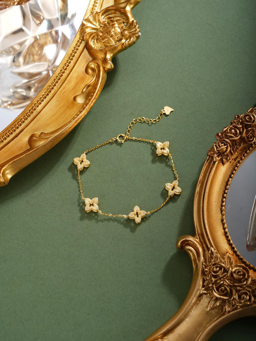 子佩集【四叶安好】银S925手链【SL060025K】镀金四叶草2601 商品图3