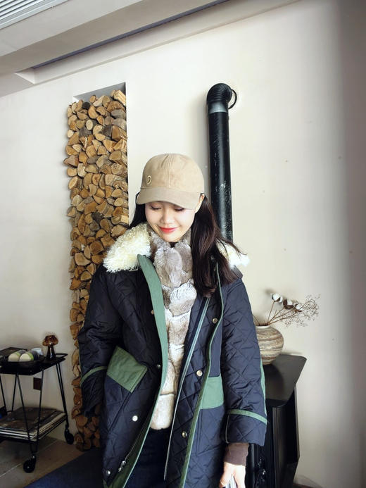 超ji减龄的全网du家工艺|原创撞色菱格羊毛领棉服| 可拆卸真羊毛领 初春新款 东北只能春秋穿！是轻薄款 商品图5