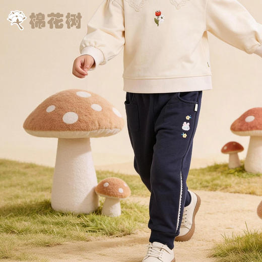 ⁵清仓【女童夹绒长裤】TWQL234006藏青W23 【棉花树】YY05-QTT-AYD 商品图0