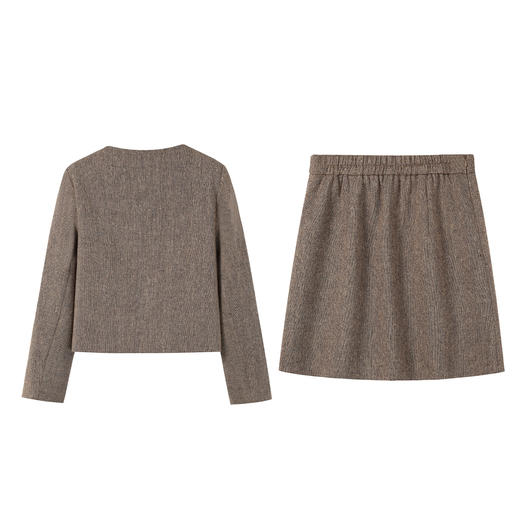 奢姿大码女装2026春季时尚粗花呢小香风套装胖妹妹气质显瘦两件套9954991140 商品图1