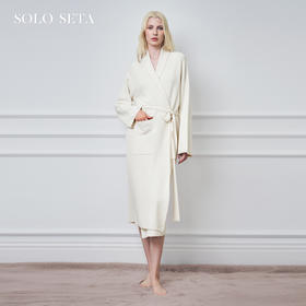 Solo seta女士绵羊毛桑蚕丝山羊绒纯色睡袍2025秋冬可外出对开襟