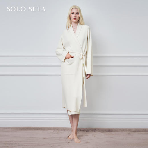 Solo seta女士绵羊毛桑蚕丝山羊绒纯色睡袍2025秋冬可外出对开襟 商品图0