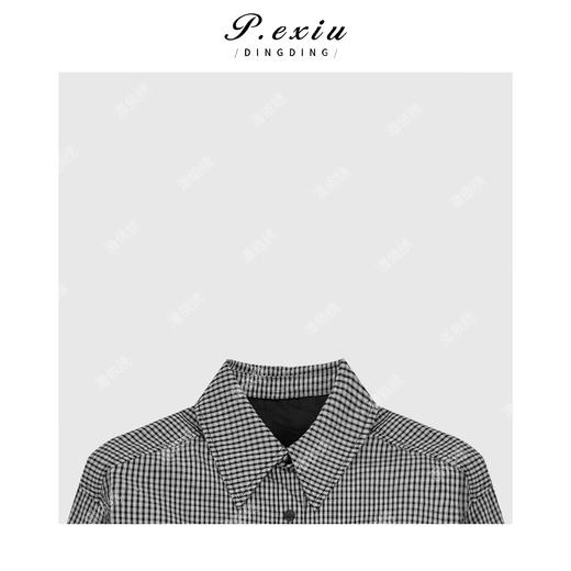 04-2潘依绣丁丁宠粉韩系松弛感格纹夹棉长袖衬衫Q6977 商品图2