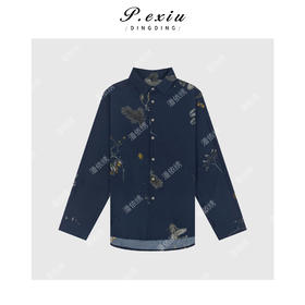 04-2潘依绣丁丁宠粉早春复古印花长袖翻领衬衫Q19682