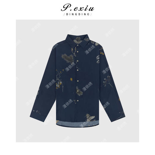 04-2潘依绣丁丁宠粉早春复古印花长袖翻领衬衫Q19682 商品图0