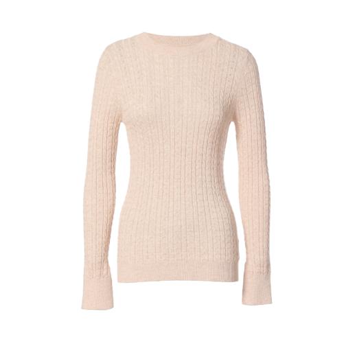 Famecoco范可儿秋季休闲圆领套头纯色内搭羊毛针织衫基础打底衫毛衣女F185DB006 商品图6