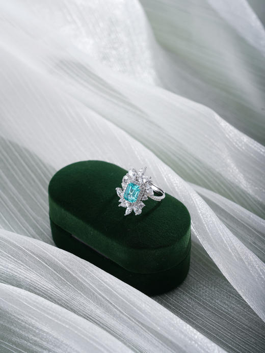 子佩集【芳华永曜】银S925戒指【RM0478-XF】培育宝石帕拉伊巴蓝碧玺2601 商品图4